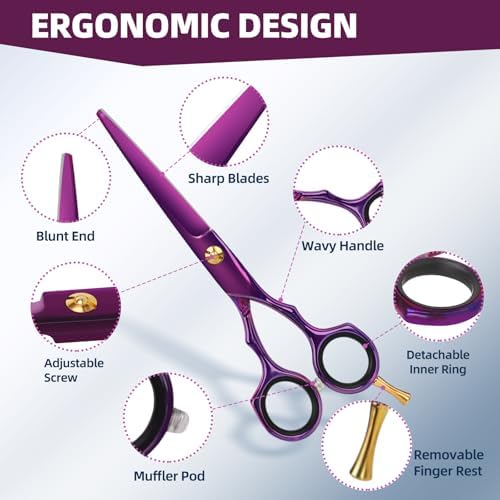 ETHTXE 9Pcs Professional Hair Scissors Set, Stainless Steel Barber Supplies - Image 5
