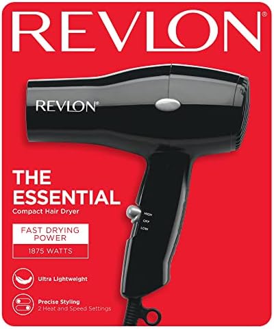 Revlon Compact Hair Dryer | 1875W Lightweight Design, Perfect for Travel, (Black) - Image 5