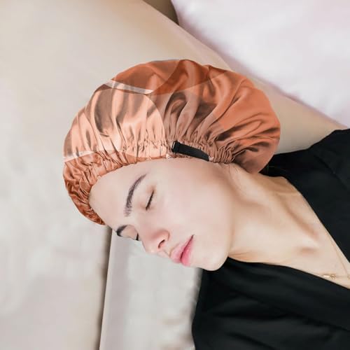 Satin Hair Bonnet Silk Bonnet for Sleeping Double Layer Elastic Adjustable Reusable Cute Aesthetic for Women Girls - Image 7