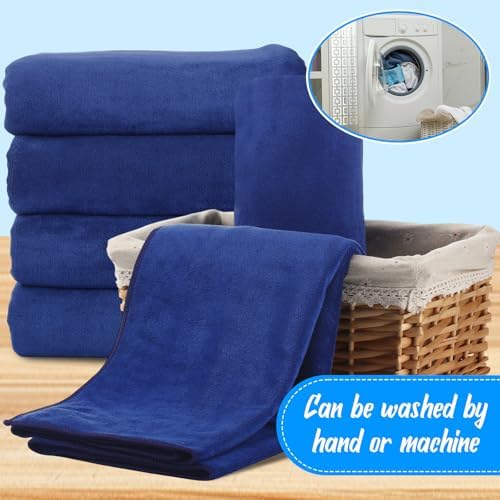 SmoothNovelty 16 Pack Microfiber Bath Towels Bulk, Simple, Navy Blue - Image 4