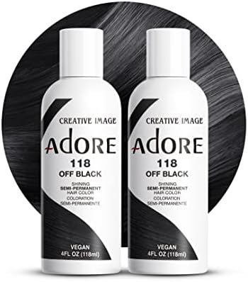 Adore Semi Permanent Hair Color, 118 Off Black, 4 Fl Oz (2 Pack) by Adore