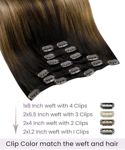 LaaVoo Clip In Hair Extensions Real Human Hair, For Daily Wear, 14 Inch - Image 3