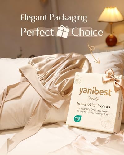 YANIBEST Adjustable Silk Bonnet for Sleeping Women Double Layer Satin Bonnet Reduce Friction Prevent Frizz Curly Hair - Image 5
