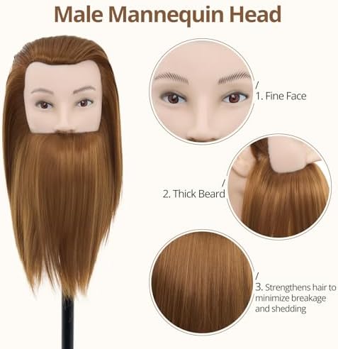 Male Mannequin Head with Hair 10" Barber Mannequin Head for Hair Styling - Image 2