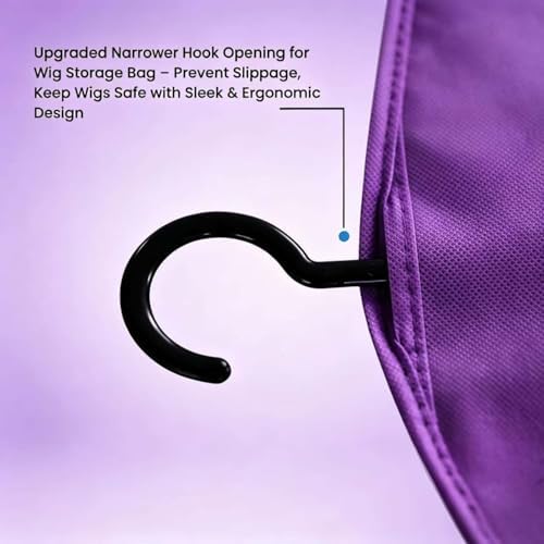 6PCS Wig Storage Bags with Hanger,Hair Extension Holder for Multiple Wigs, Dust-proof, Ideal for Hair Extensions & Accessories (Purple) - Image 3