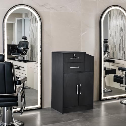 BarberPub Locking Barber Station with Storage Cabinet 2005 (Black) - Image 2