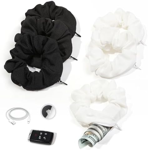Pocket Scrunchies Holder Secret Hidden Compartment Items Velvet Hair Scrunchies Storage with Zipper Pocket for Women by Ivyu
