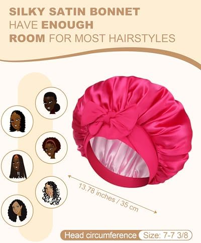 AWAYTR Double Layer Satin Bonnet for Women, Reversible Sleep Hair Wrap - Image 3