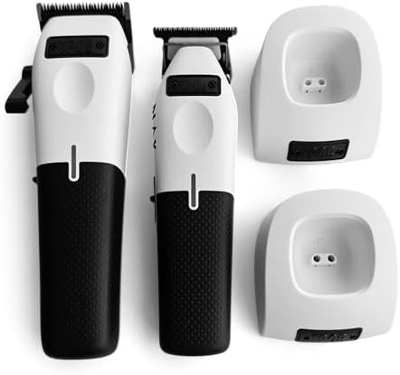 TPOB Play Barber Hair Clippers & Trimmer for Men 7500 RPM with Rubber Grips (White 2 Set) - Image 3