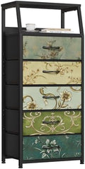 Furnulem 5 Drawers Dresser for Bedroom, Fabric Tall Nightstand by Furnulem