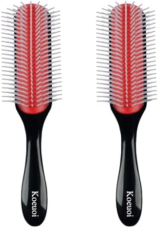 2 Pcs 9 Row Classic Styling Curly Hair Brush for Detangling, Separating, Shaping. For Women and Men Wet or Dry Hair. by Koeuoi