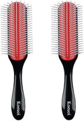 2 Pcs 9 Row Classic Styling Curly Hair Brush for Detangling, Separating, Shaping. For Women and Men Wet or Dry Hair. by Koeuoi