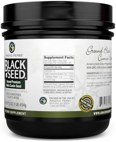 Amazing Herbs Ground Premium Black Seed - 16 Oz Container - Image 2