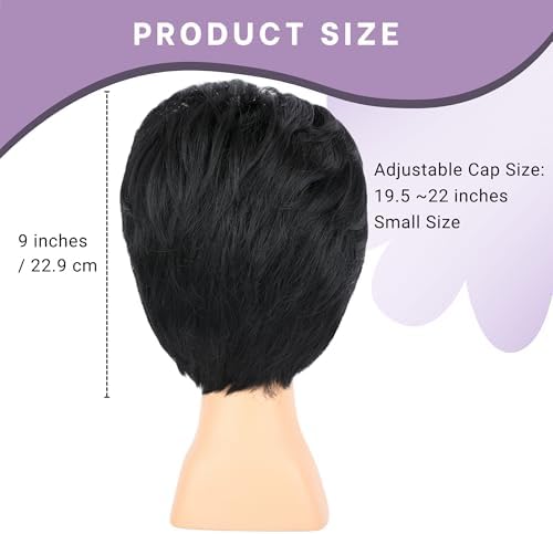 PUREHAIR Kids Short Black Wig with Tattoos for Boys Costume - Image 3