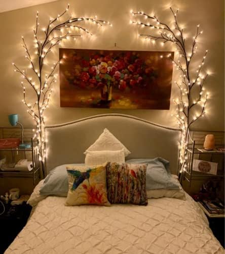 LKGOOD Vines for Room Decor with Remote Control On/Off Timmer Dim,7.5FT Artificial Plants Tree Willow Vine Lights Plug in 144 LEDs for Walls Bedroom,Living Room,Indoor Home Decoration(Brown) - Image 2
