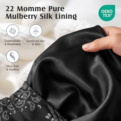 YFONG Silk Lined Bonnet for Sleeping Women Men, 22 Momme Mulberry Sleep Cap - Image 2
