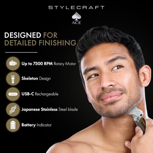 Stylecraft Ace Cordless Hair Trimmer, Slim Compact, Up to 7500 RPM Motor - Image 2