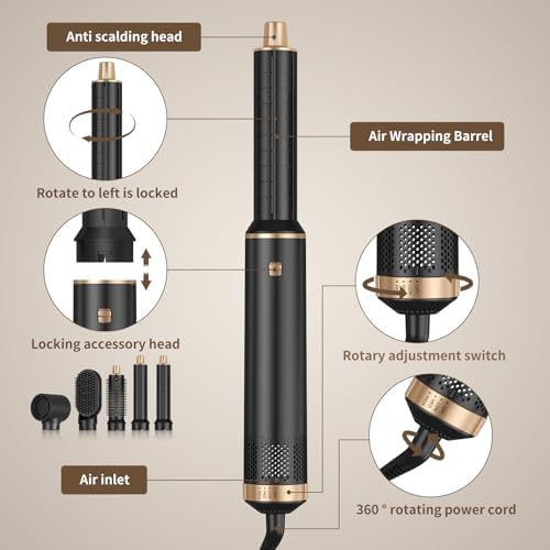 5 in 1 Hair Dryer Brush Set, Air Curler Wrap Hair Styler Blow Dryer - Image 7