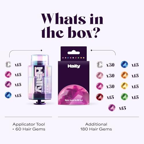 Hally Hair Gem Pen, 240 Stick-On Hair Gems with Stamper Tool, Easy to Apply and Remove, Hair Accessories Kit for Girls and Kids (Pack of 2) - Image 2