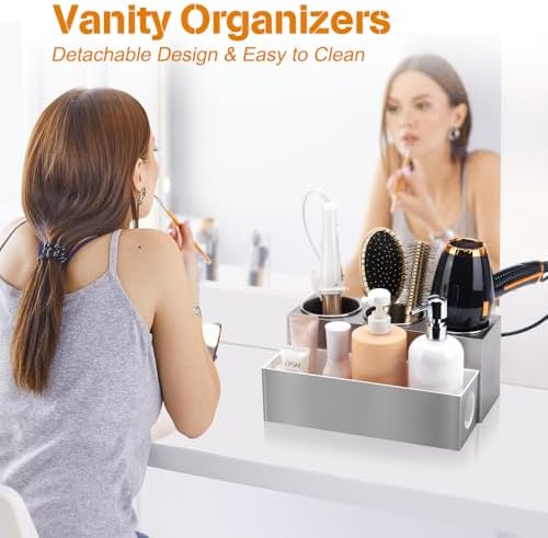 GFWARE Hot Hair Styling Tool Organizer with 3 Stainless Steel Cups, Silver - Image 3