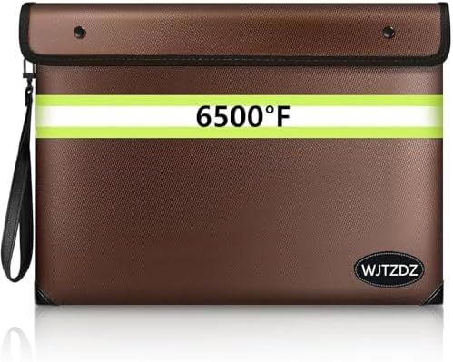 6500°F Fireproof Document Bag,Upgraded Fireproof Money Bag with Waterproof Zipper,10 Layers Heat Insulated Materials/Reflective Strip with Handle for Important Documents（Not Fit A4 Files） by FirepyroofSafetyFamily