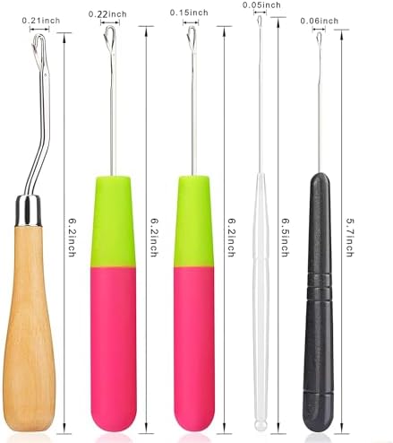5Pcs/Sets Bent Latch Hook Crochet Hooks Hair Braiding Tools Dreadlocks Different Sizes Crocheting Weaving Needles for Hair Braiding, Rug Making and Art Crafts - Image 3