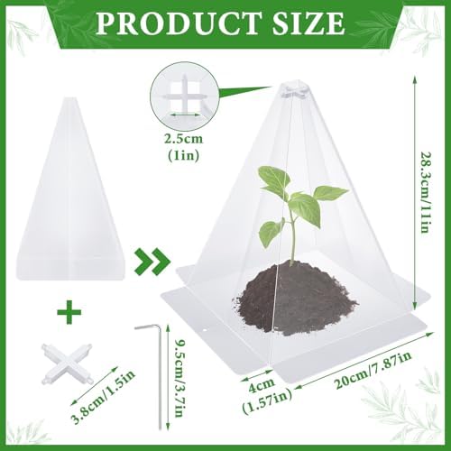 Reusable Plastic Garden Cloches, 7.8" x 11" Mini Greenhouse, 1.2mm Thick Clear Bell Covers with Metal Stakes Against Sun, Frost, Snails, Plant Protector (20pcs-Clear) - Image 2