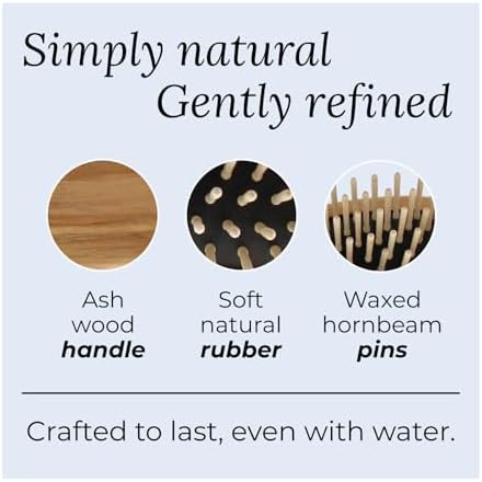 TEK | Rectangular Wooden Hair Brush with Short Rounded Teeth in Natural Ash Wood, Ideal for Detangling, Styling and Daily Care of Short Hair | 22x4cm | Handmade in Italy - Image 3