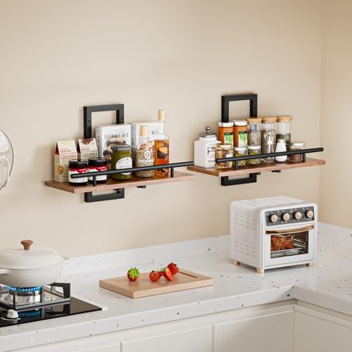 Sbosbo Floating Shelves for Wall, Plant Shelf Indoor, Wall Planters for Indoor Floating Plant Shelves for Bedroom, Living Room, Kitchen, Office, Bathroom Decor (2 Pack) (Rustic Brown 02, 3) - Image 4