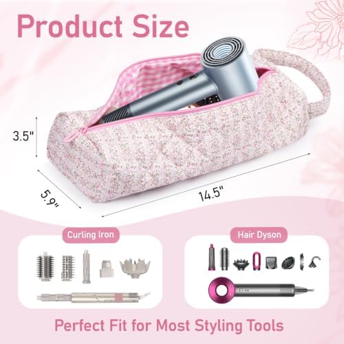 Hair Tool Organizer Travel Bag for Curling Irons & Dryers (Small floral) - Image 3