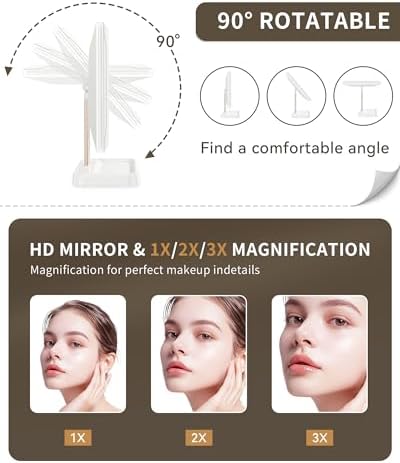 BERTHALESS Peacock Print Tabletop Rechargeable Lighted Vanity Mirror - Image 3