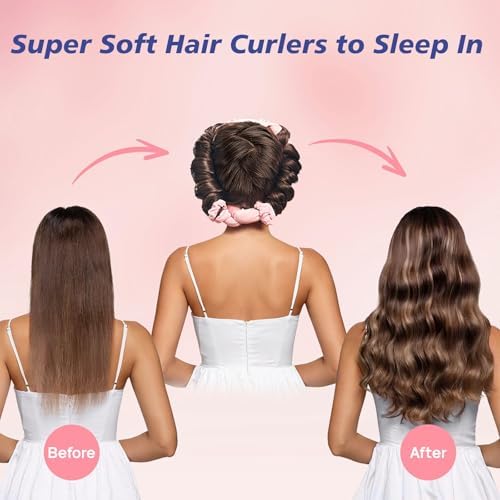 Heatless Curls Overnight, Heatless Hair Curlers to Sleep in, Pink - Image 2