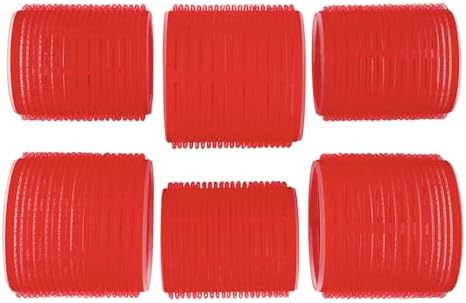 Bella Sleep + Spa Self Grip Hair Rollers - 3 Medium & 3 Large Curlers with Clips, 12-Piece Set, Red - Image 3