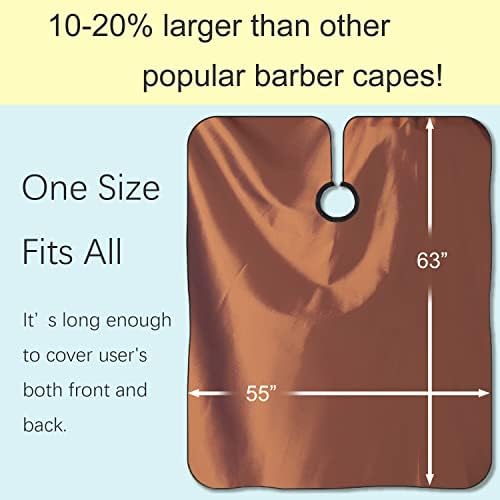 Barber Hair Cutting Cape with Adjustable Neckline 55" x 63" Brown - Image 5