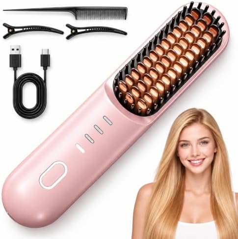 Go Brush Pro for Short Hair 2026, Cordless Hair Straightener Brush by Unknown