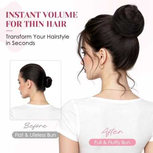 Messy Bun Hair Pieces Human Hair, Straight #12 Golden Brown - Image 5
