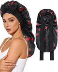 AWAYTR Long Satin Bonnet for Sleeping, Women Two-Tone Reversible Sleep Cap by AWAYTR
