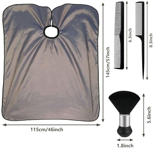 FEBSNOW Barber Cape Professional Hair Cutting Cape with Neck Duster Brush - Image 2