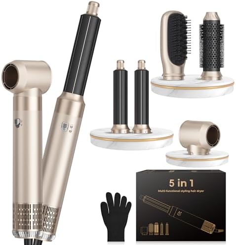 OKWRAP 5-in-1 Blow Dryer Brush, Hot Air Styler with Auto-Wrap Curlers by OKWRAP