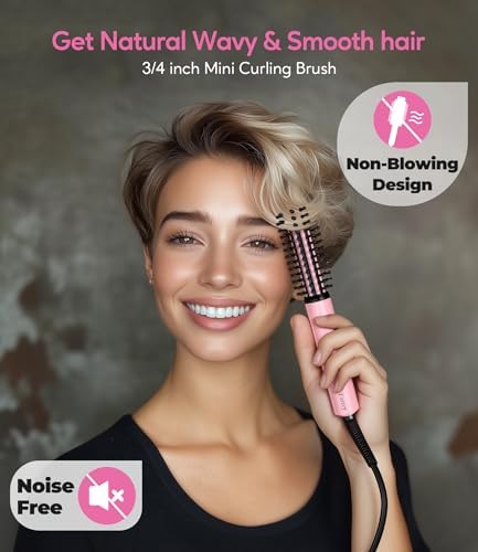 Farery 3/4 in Mini Thermal Brush for Short Hair, Heated Round Curling Iron - Image 3