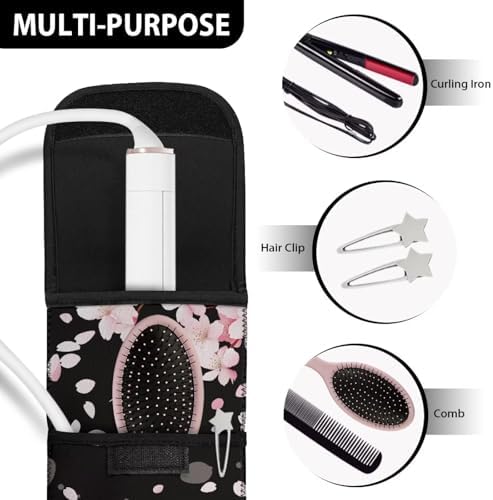Generic Cherry Blossoms Hair Flat Iron Storage Bag - Travel Holder Case - Large Capacity Neoprene Pouch for Curling Iron Straightener - Portable Hair Tools Organizer - Image 7