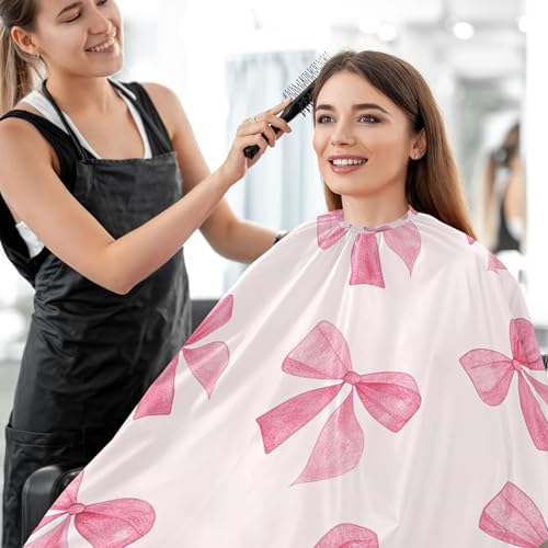 Burbuja Pink Bow Barber Cape, Hair Cutting Cape with Adjustable Neckline Waterproof Polyester Salon Barber Cape for Unisex Adult - Image 7
