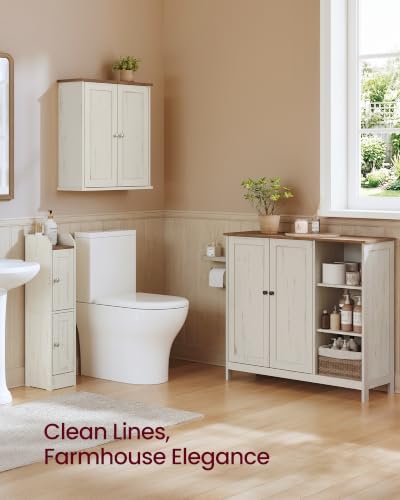 VASAGLE Bathroom Floor Cabinet, 3 Adjustable Shelves, Honey Brown - Image 6