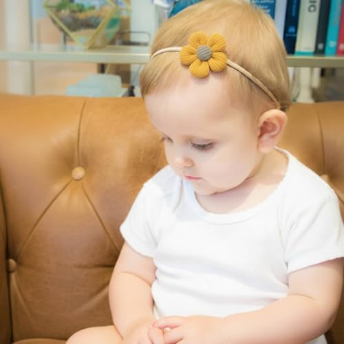 DRESHOW BQUBO Baby Girl Headbands with Flower Nylon Hairbands Handmade Hair Accessories for Newborn Infant Toddlers 10 Pack - Image 4