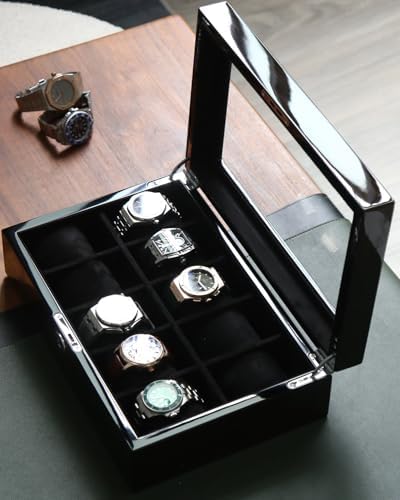 Wooden Watch Display Case 10 Slot Storage Box Organizer Lockable Collection - Image 7