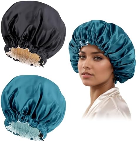 Edoneery Satin Bonnet for Sleeping Women, Double Layer Adjustable Sleep Cap by Edoneery