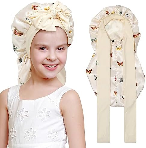 AWAYTR Kids Bonnets for Girls - Satin Long Hair Braid Bonnet for Sleeping by AWAYTR