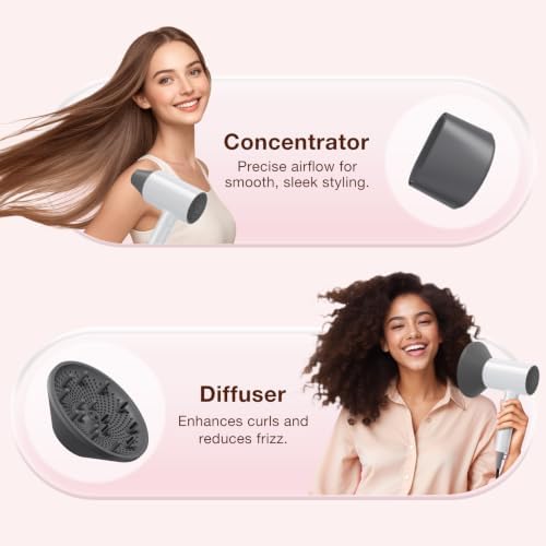 BABONIR 1875W Hair Dryer with Diffuser for Curly Hair, Foldable, White - Image 6