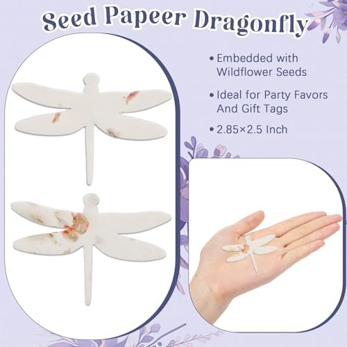 Dunzoom 50 Pcs Plantable Seed Paper Tags Wildflower,Dragonfly Shape - Image 4