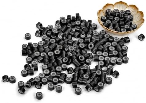 4mm Hair Extensions Beads: Easy to Clamp - Stay Secure 1000pcs Silicone Lined Micro Ring Beads for Thin Fine Hair for Daily Wear Hair Extensions(Natural Black) by Uotodoo